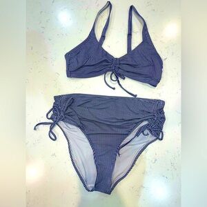 Women’s Navy Plaid Bikini Set With Bows